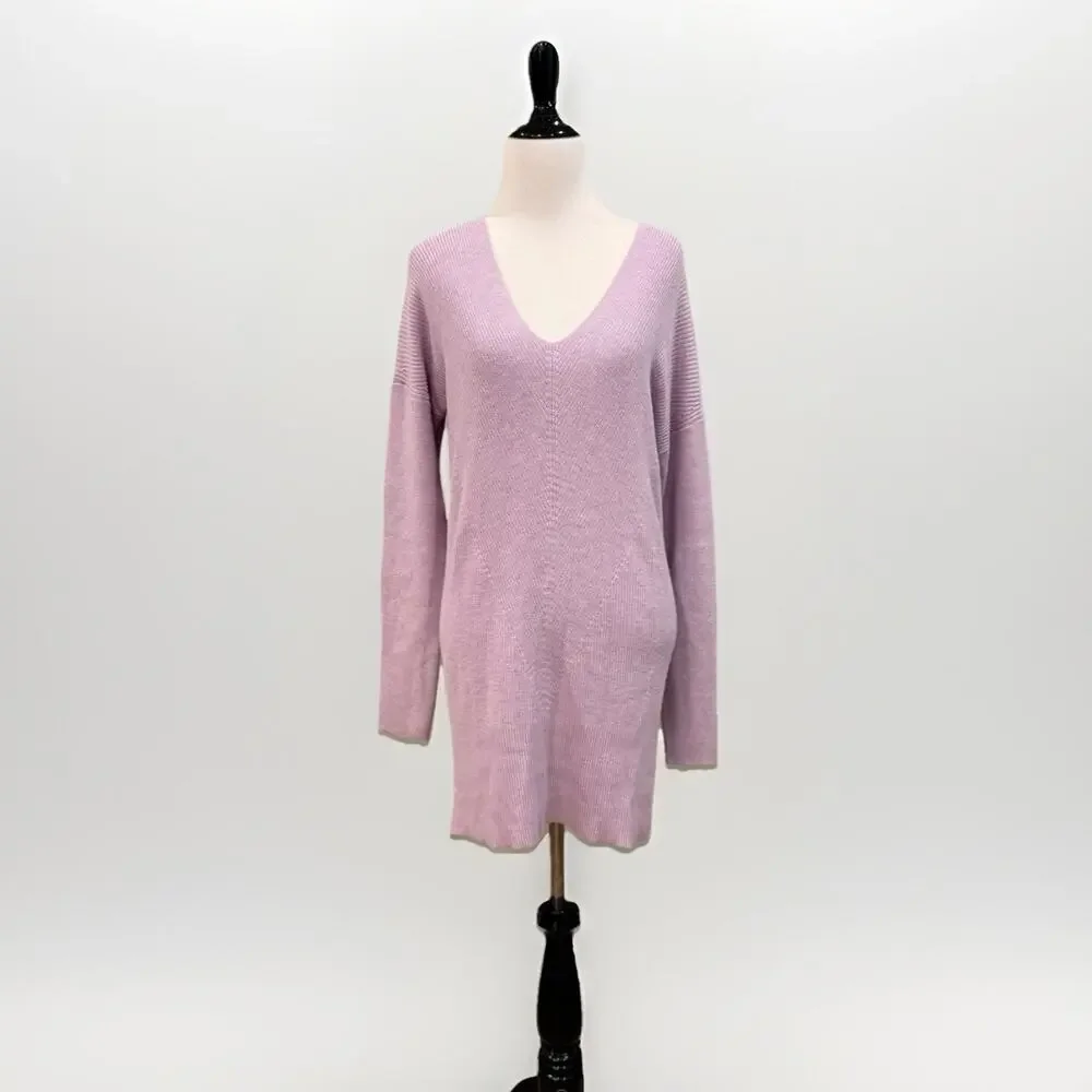 White House Black Market Sweater Women’s Size Medium Purple Ribbed Tunic NEW NWT